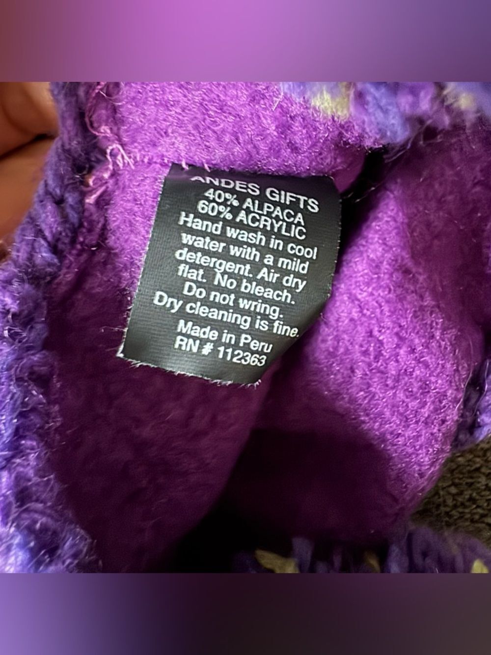 Andes Gifts Alpaca Purple Knit Pom Pom Beanie Hat Cozy Toddler Girl 2T-5T NEW - Picture 7 of 8